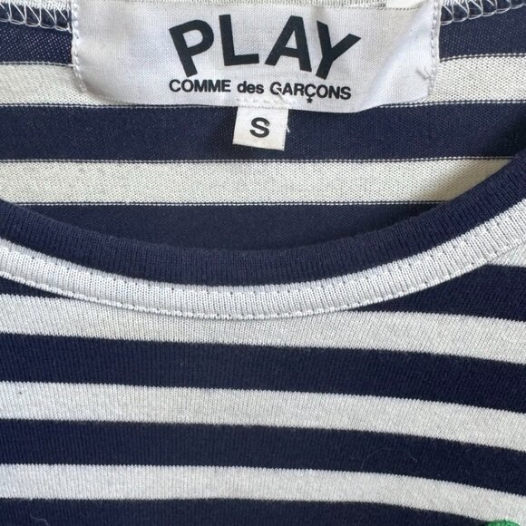 COMME DES GARÇONS PLAY Navy & White Heart Long Sleeve T-Shirt - size small - Picture 3 of 3